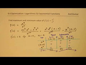Optimization with Logarithmic Exponential Functions Calculus MCV4U