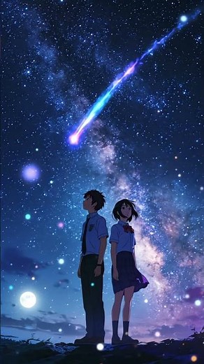 Dreamy Anime Sky 🌠 Love & Stars Aesthetic (Your Name Vibes)