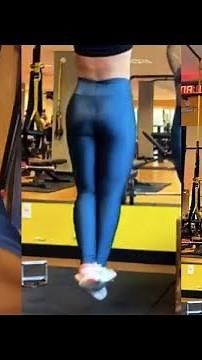 Mari in Blue Spandex Leggings in the Gym | Sweated Spandex