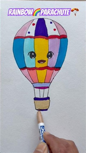 Rainbow 🌈 Parachute 🪂 Drawing for kids #drawingforkids #kidsdrawing #kidsvideo #rainbow #shorts