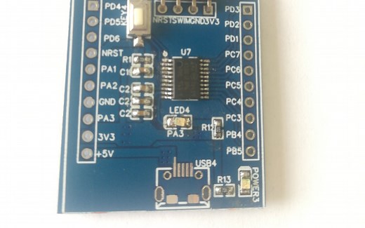 【STM8S003F3P6】STM8单片机最小系统板、焊接成果，演示呼吸灯