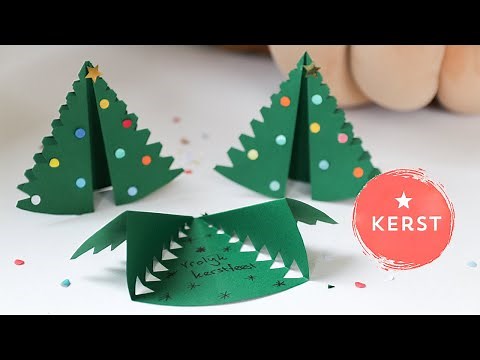Kerstboom kerstkaart knutselen van papier