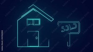 real estate house sold by real estate agent animation