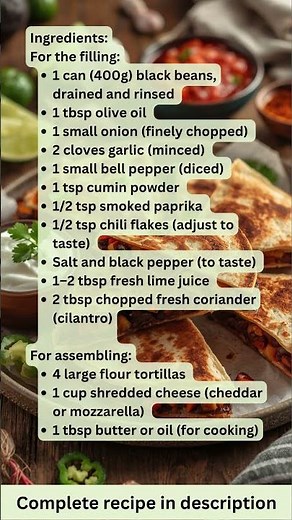 Spicy Black Bean Quesadillas Recipe by What Shall I Cook