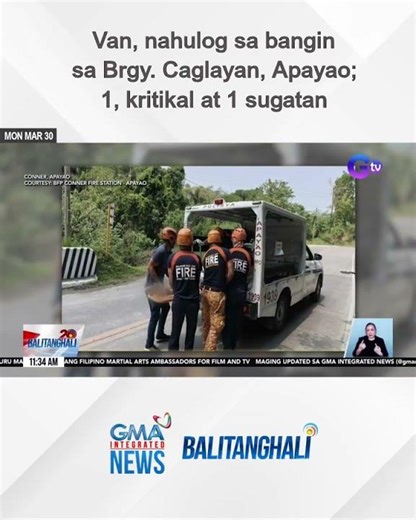 Van, nahulog sa bangin sa Brgy. Caglayan, Apayao; 1, kritikal at 1 sugatan | Balitanghali