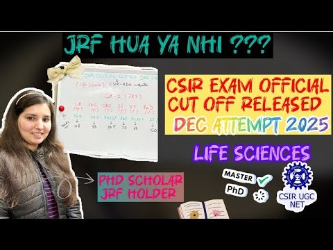 CUT OFF MARKS For CSIR JRF DEC 2025|Result Declared|Jyoti Gawaria #csirnet #phd #lifescience #jrf