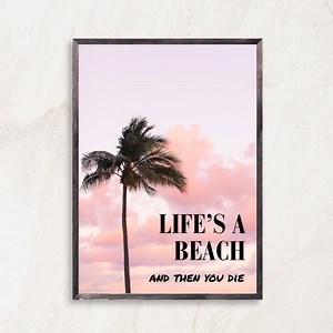 Life's A Beach - Poster - Art mural de chambre à coucher, chambre de fille, décoration d'intérieur, impression - Etsy France
