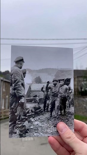 Surrender at Stoumont 1944 Then and Now. #thenandnow #battleofthebulge #history #nostalgia