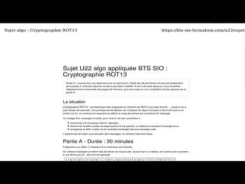 BTS SIO U22 - Cryptographie rot13 (Révision) - Algorithmique appliquée
