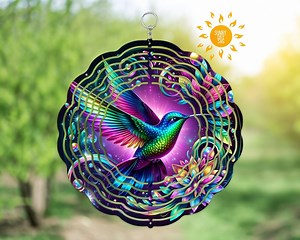 Hummingbird Wind Spinner PNG, Colorful Animal Sublimation Designs, DIY Garden Spinner Png File, Digital Windspinner or Coaster Ornament Art - Etsy