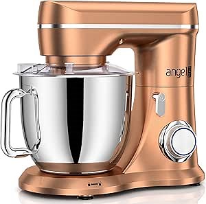 Mini Angel Stand Mixer,10-Speed 5QT Kitchen Electric Mixer,Tilt-Head Food Mixer with Dough Hook, Wire Whisk, Flat Beater, Stainless Steel Bowl (Champagne)