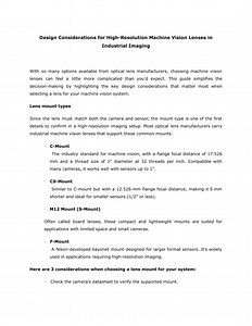 Design Considerations for High-Resolution Machine Vision Lenses in Industrial Imaging - SlideServe