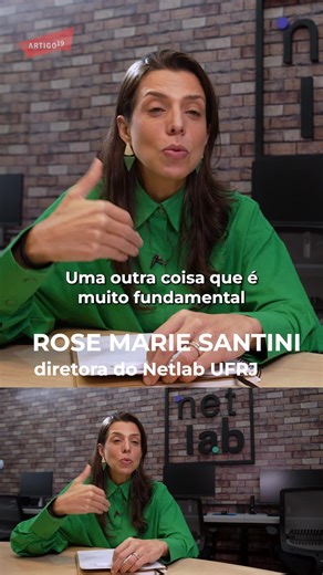 ARTIGO 19 Brasil e América do Sul on Instagram: "Professora e pesquisadora de referência no estudo das dinâmicas digitais, Rose Marie Santini @mariesantini22/@netlab_ufrj analisa como a curadoria algorítmica transformou a formação da opinião pública e ampliou a concentração de poder das grandes plataformas. Nesta entrevista exclusiva, ela fala sobre os desafios da desinformação, os riscos à liberdade acadêmica e a urgência de modelos alternativos de comunicação voltados ao interesse público. Ace
