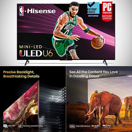 Don't Pay $580, Get a 55″ Hisense 55U6K U6 Series 4K ULED Mini-LED Smart TV for $349.99 Shipped