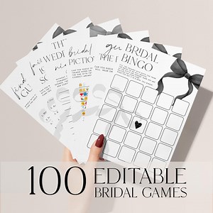 She's Tying the Knot Bridal Shower Games, 100 Black Bow Bridal Shower Game Bundle, Printable Ribbon Bow Bridal Party Games Templates TTK - Etsy