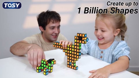 TOSY Magnet Fidget Spinner Mini - 8 Blocks, 3 in 1 Toy: Transformable Fidget Spinner, Infinity Cube, 2x2 Puzzle Cube, Easter Birthday Gift for Kids/Adults, STEM Sensory Stress Relief Toy, 4-Pack