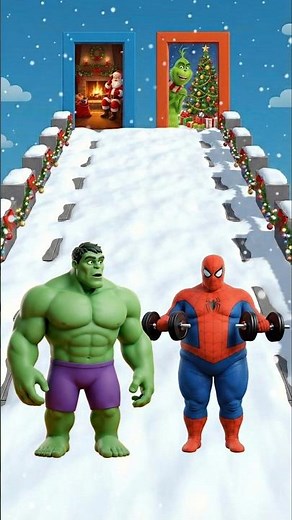 GTA V New Christmas Run Spider-man vs Hulk Funny Epic Challenge! #gta