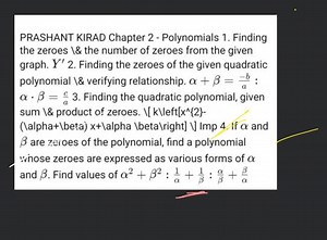 PRASHANT KIRAD Chapter 2 - Polynomials 1. Finding the zeroes \b... | Filo