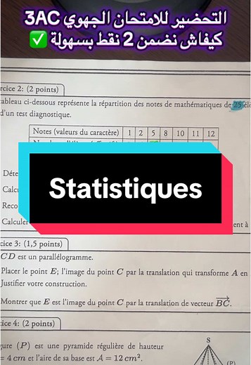 Correction d'un exercice de statistiques pour 3AC