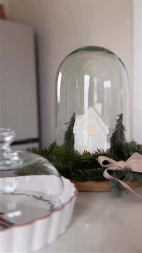 Świąteczna dekoracja pod szklanym kloszem 🎄 Jak Ci się podoba? Taca @sinsay Klosz @actionpolska Domek [prezent] #diy #zrobtosam #swiatecznedekoracje #bozenarodzenie | Od inspiracji do realizacji