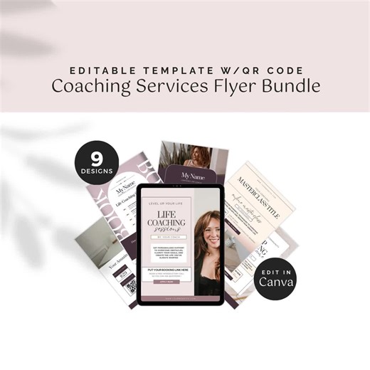 Life Coaching Services Flyer Template Bundle: 9 Editable Canva Designs W/ QR Code - Etsy