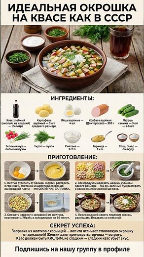 ИДЕАЛЬНАЯ домашняя окрошка на квасе секрет заправки