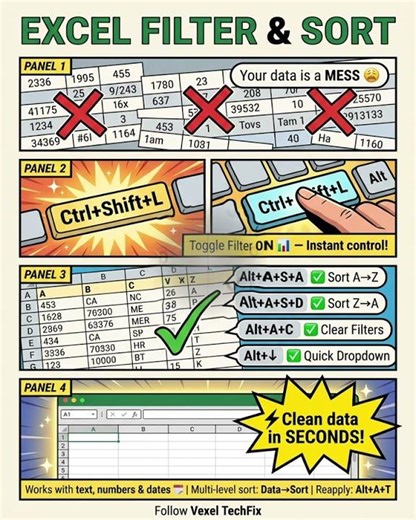 Excel Filter & Sort Clean Data in Seconds ⚡