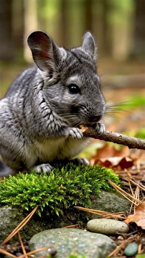 Chinchilla ASMR • Twig Gnawing Sounds 🌿 (No Talking) #wildlife ##cute #animals