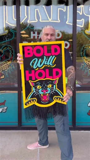 Another awesome handpainted sign by @hurferhandpainted 😃Repost👉 @hurferhandpainted Hand painted Bold Will Hold sign. Available in my shop. Painted using Alphanamel on wood. Music = @grandaddymusic | Gnarly Magazine