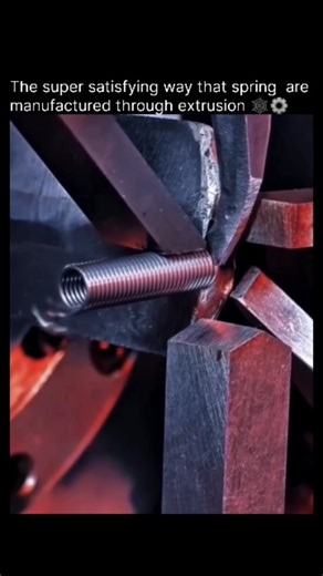 Cosmic.Know on Instagram: "This super satisfying way that spring are manufactured through extrusion 🙄. . Springs are made in a super satisfying process that starts with steel wire formed by drawing it through extrusion dies to make it smooth and uniform. The wire is heated and fed into a high-speed coiling machine that twists it into perfect spirals. The coils are then heat-treated to lock their shape, ground flat, and tested for strength and springiness. . . . . . . #spring #beautiful #amazing