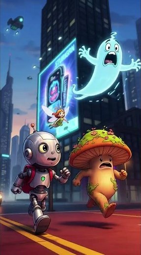 THE LOST GHOST IN THE CITY | Neon Ghost Comedy Animation Loop #lostghost #neoncity #ghostanimation