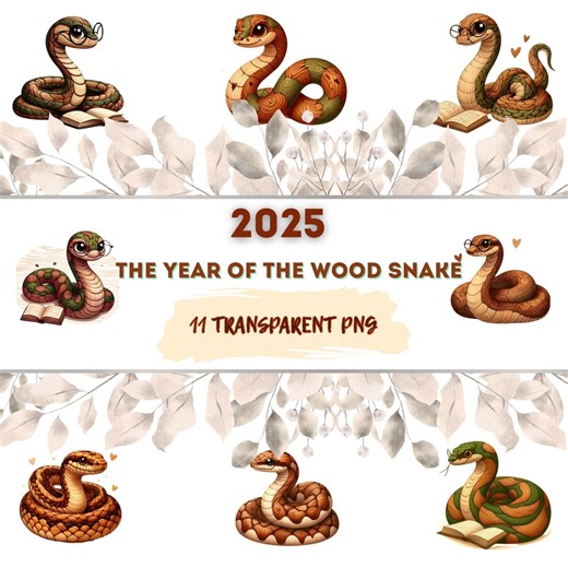 2025 Year of the Wood Snake Clipart Bundle | Chinese Zodiac (digital Download). - Etsy UK