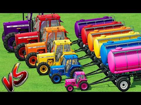 Tiny to GIANT EPIC Tractors VS EXTREME HARD MUDDY PARKOUR with PORTAL TRAP - FS25