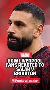 🔊 𝐒𝐎𝐔𝐍𝐃 𝐎𝐍: Listen to the reaction Mohamed Salah receives from Liverpool fans as his name is read out before kick-off against Brighton. Interesting...🤔 | Football Insider