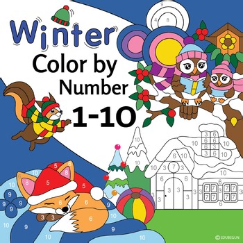 Winter | Fall Colors by Number 1-10 | 10 Colors | Full and Half page sizes!