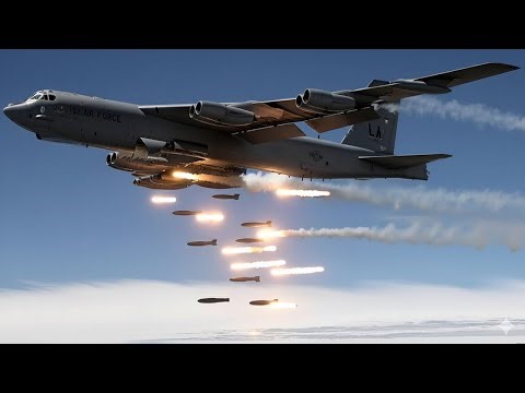 US B52 Bomber Takes Off At Full Power Dominating The Skies With Unmatched Force