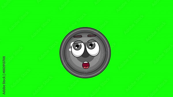 camera lens cartoon facing with rolling eye, emoji emoticon animation