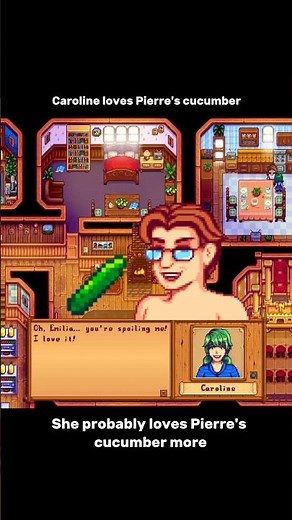 Stardew Valley clips - Caroline loves Pierre's cucumber and more #stardewvalley #gamingcommunity