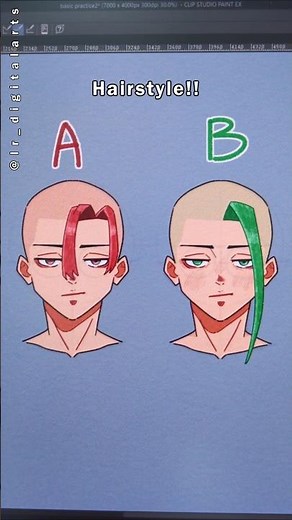 Hairstyle A or B? 🤔 #digitalart #shorts #drawing #art #digitaldrawing #hair