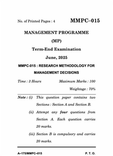 MMPC-015 June 2025 | IGNOU Previous Year Question Paper