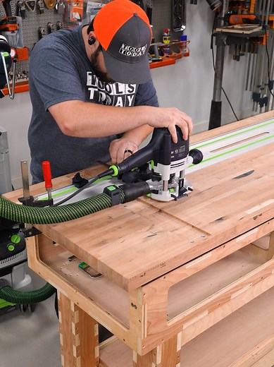 Routing out the slots for the C-Channel on this table to get it mounted as flush as possible with the table base! Routing on the track made this a super simple process and it was easy to take multiple passes to get down to the final depth! The tools used in this video are available from @toolstoday and are listed below. -- Festool OF 1400 Router, item no. FS-576213 Amana Tool 1/4