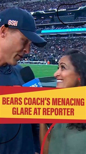 Catch Up! on Instagram: "NFL fans were outraged over Chicago Bears HC Ben Johnson’s icy staredown at CBS sideline reporter Aditi Kinkhabwala during a tense halftime interview amid a struggling offense."