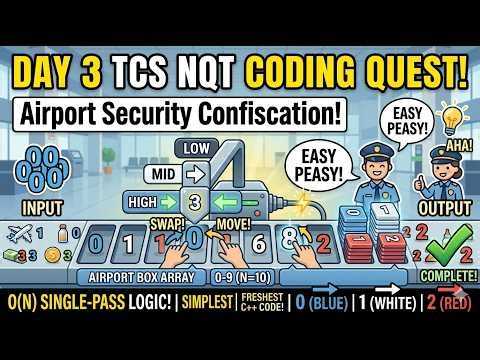 TCS NQT Day 3 Coding | Airport Security O(N) Sort | 0s, 1s, 2s Simplified!