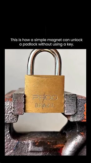 How History Speaks on Instagram: "A strong magnet can defeat certain padlocks in seconds. Some lower-complexity locks use spring-loaded internal pins made from ferromagnetic metals. When a powerful magnet is placed on the lock, it can pull those pins upward, mimicking what the correct key is designed to do. Instead of rotating tumblers mechanically, the magnetic force bypasses the locking mechanism entirely, allowing the shackle to release without cutting, picking, or damage. This is why modern