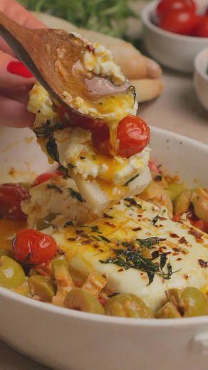 We all know baked Brie makes an amazing appetizer—but have you ever tried baking cream cheese? This simple yet irresistible dish transforms an ordinary brick of cream cheese into a rich, flavorful treat your guests will rave about! Baked Cream Cheese with Roasted Tomatoes & Zesty Olive Topping • 8 oz cream cheese • 2 handfuls cherry tomatoes • 3 tbsp chopped pitted olives (I use Castelvetrano stuffed with blue cheese) • 6 tbsp olive oil, divided • 2 tbsp fresh herbs (savory, basil, or oregano) •