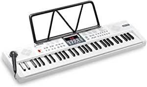 LAGRIMA LAG-720 Beginner 61 Key Portable Electric Keyboard Piano with Built In Speakers, Digital Display Screen, Microphone, Dual Power Supply, Recording, Music Sheet Stand for Beginner, White