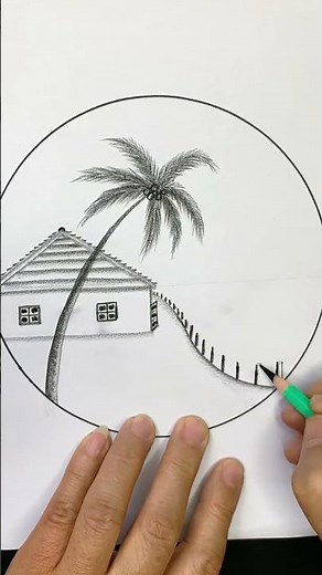 Very Easy Drawing Scenery with Pencil #landscapedrawing #scenerydrawing