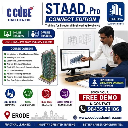 Best STAAD.Pro Training in Erode | Top STAAD Pro Course for Civil Engineers | C CUBE CAD Centre