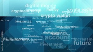 Money in virtual currency rising trend of crypto currency texts background and opportunity for income, wealth, and savings