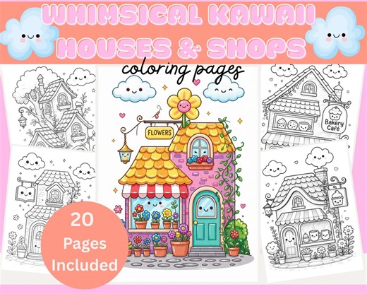 Kawaii Whimsical Houses Coloring Book for Adults and Teens | 20 Pages | Printable PDF | Cute Fantasy Cottage Coloring Sheets | Relaxing Art - Etsy Canada